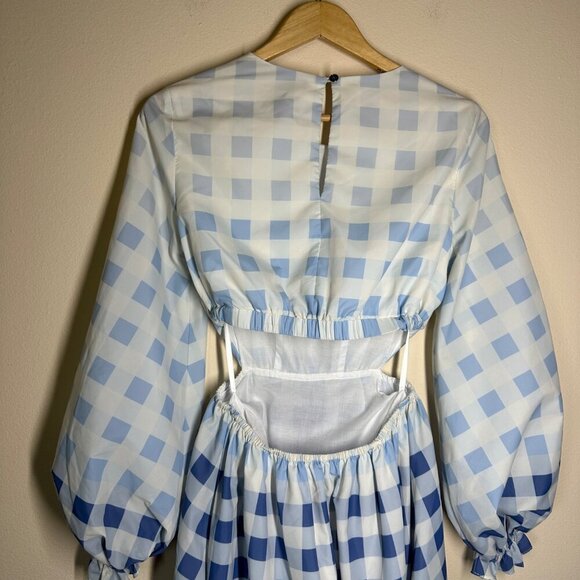 Staud Blanche Ombre Gingham Midi Dress Womens Size S Picnic Cottagecore Pockets - Picture 6 of 12